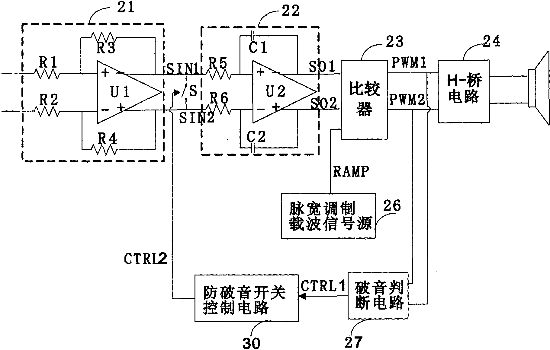 [转让] 一种防破音的d类音频功率放大器